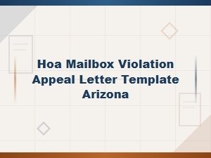 Arizona Hoa Mailbox Violation Appeal Letter Template