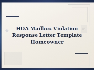 Hoa Mailbox Violation Response Letter Template